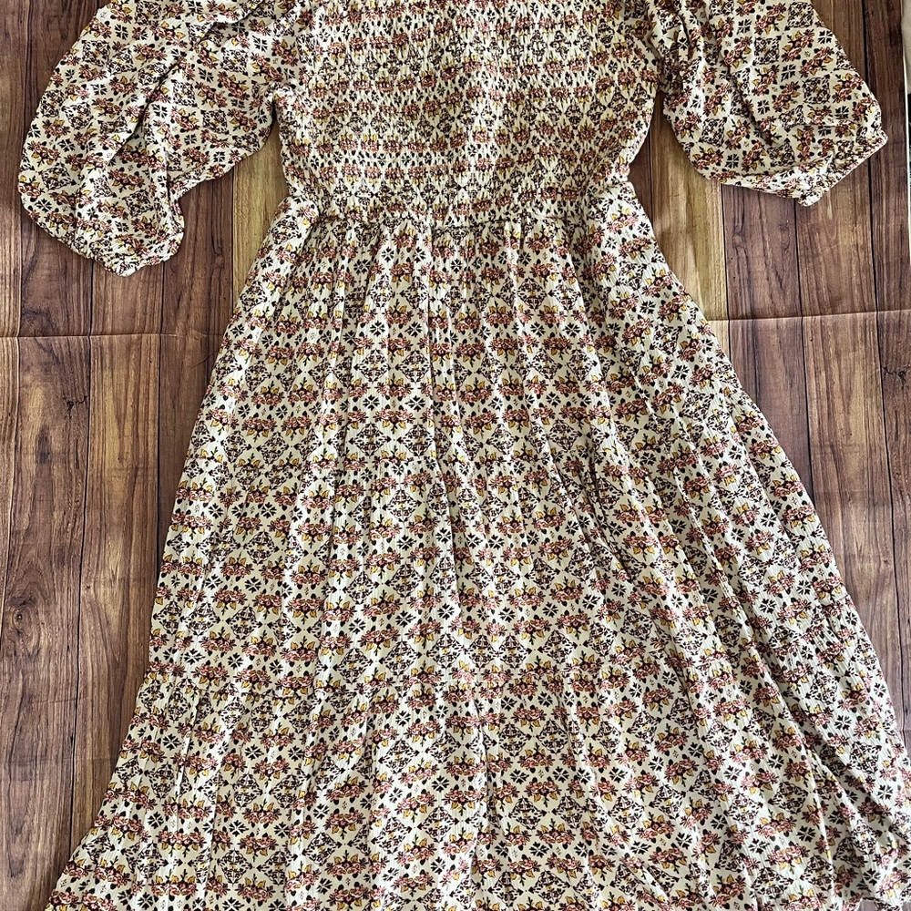 Torrid Floral Print Maxi Dress - Cream and Brown